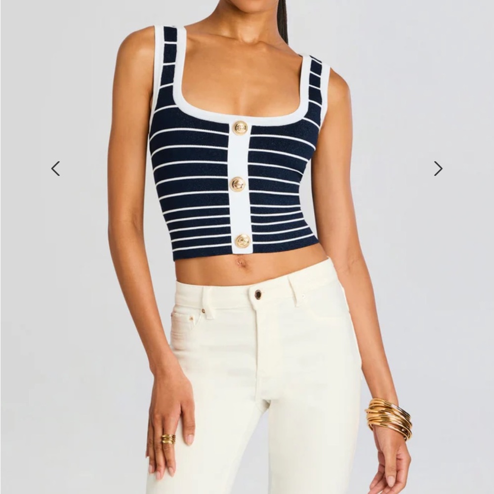 Retrofete Navy & White Striped Knit Crop Top